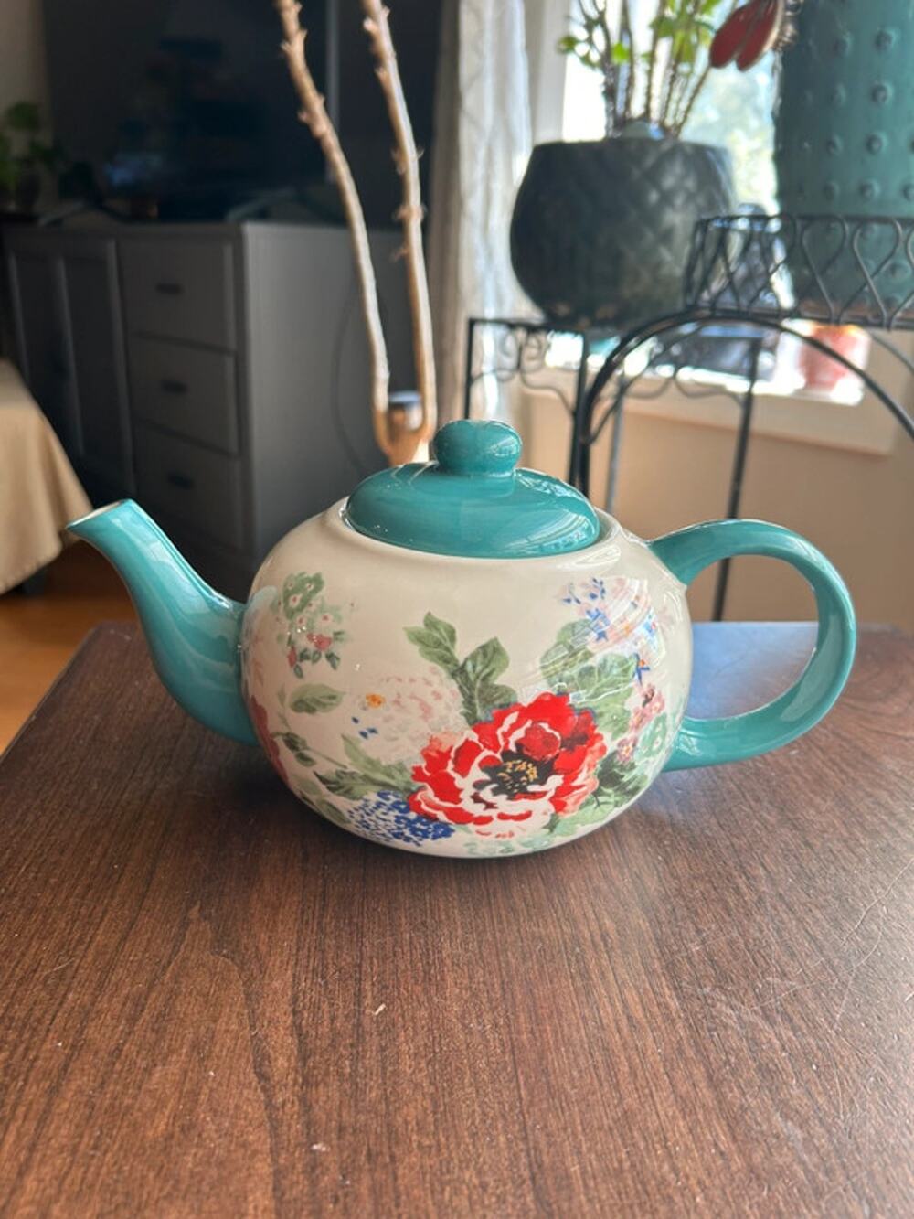 Pioneer woman ceramic tea pot country garden